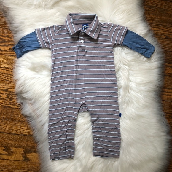 Kickee Pants Other - Kickee Pants Baby Kids Striped Polo Romper